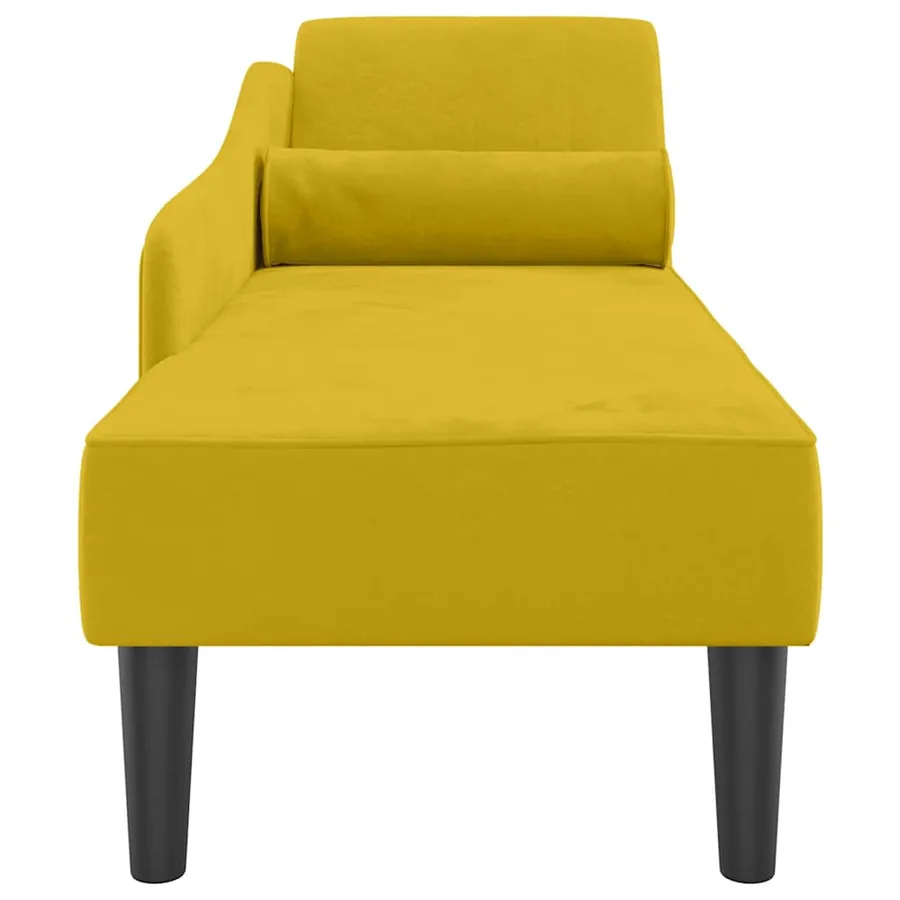 Chaise longue avec coussins jaune velours - 4