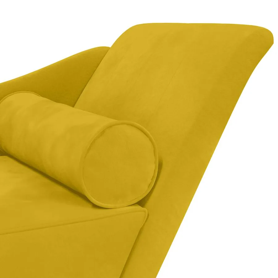 Chaise longue avec coussins jaune velours - 6