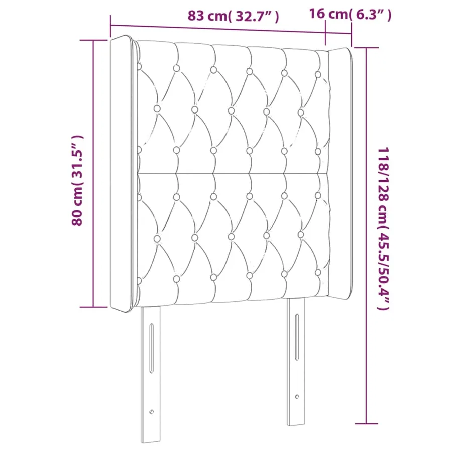 Tête de lit avec oreilles Crème 83x16x118/128 cm Tissu - 9