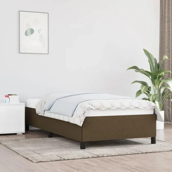 Cadre de lit sans matelas marron foncé 90x200 cm tissu