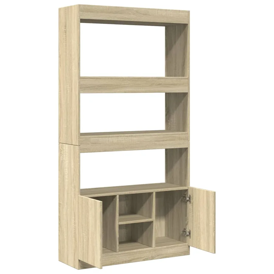 Buffet haut chêne sonoma 92x33x180 cm bois d'ingénierie - 8