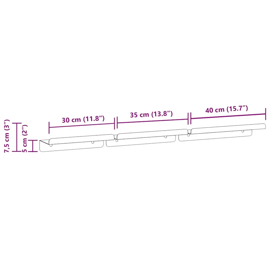 Étagères murales 3 pcs argenté acier inoxydable - 11