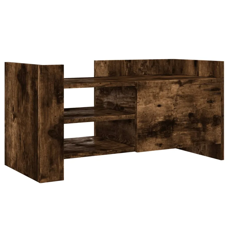 Meuble TV chêne fumé 80x35x40 cm bois d'ingénierie - 2