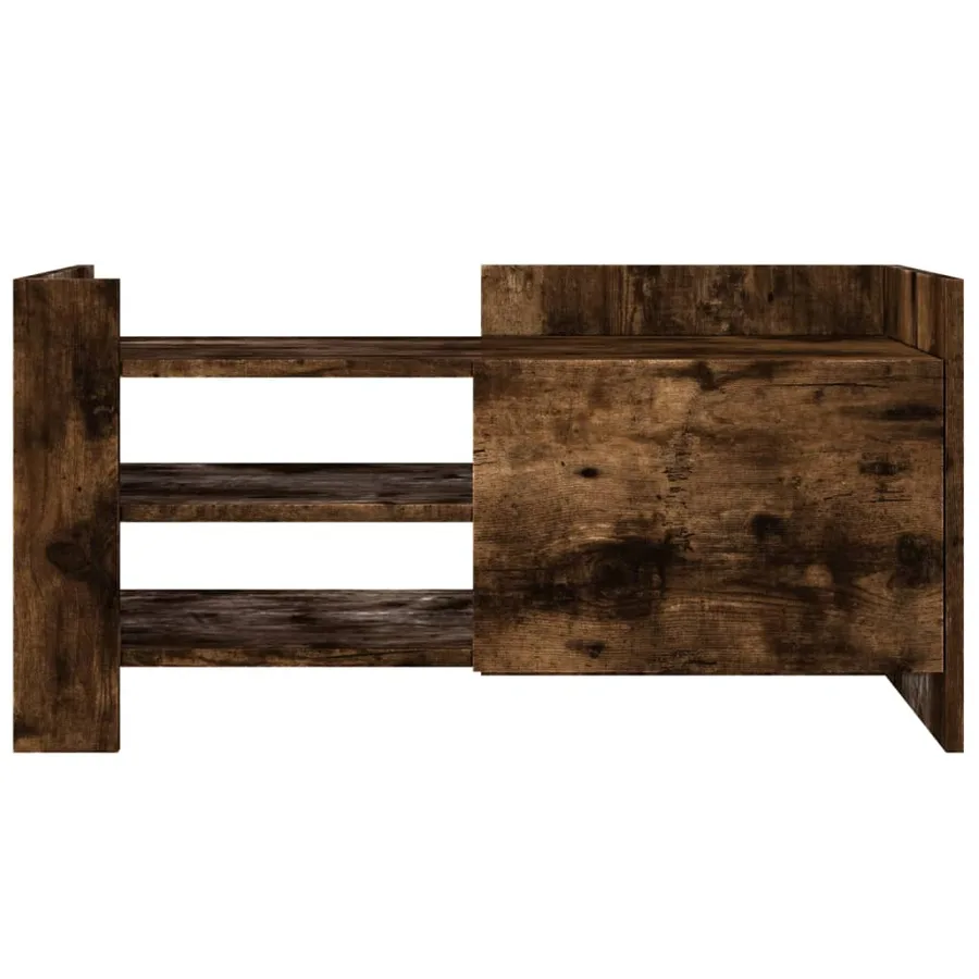 Meuble TV chêne fumé 80x35x40 cm bois d'ingénierie - 3