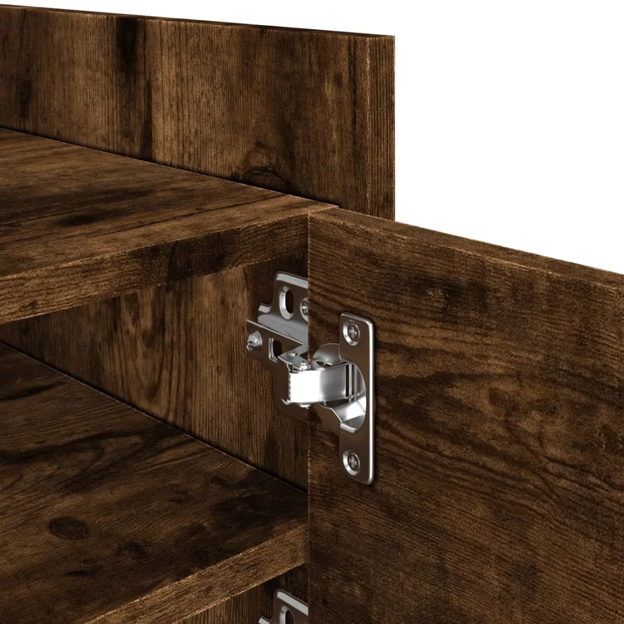 Meuble TV chêne fumé 80x35x40 cm bois d'ingénierie - 8