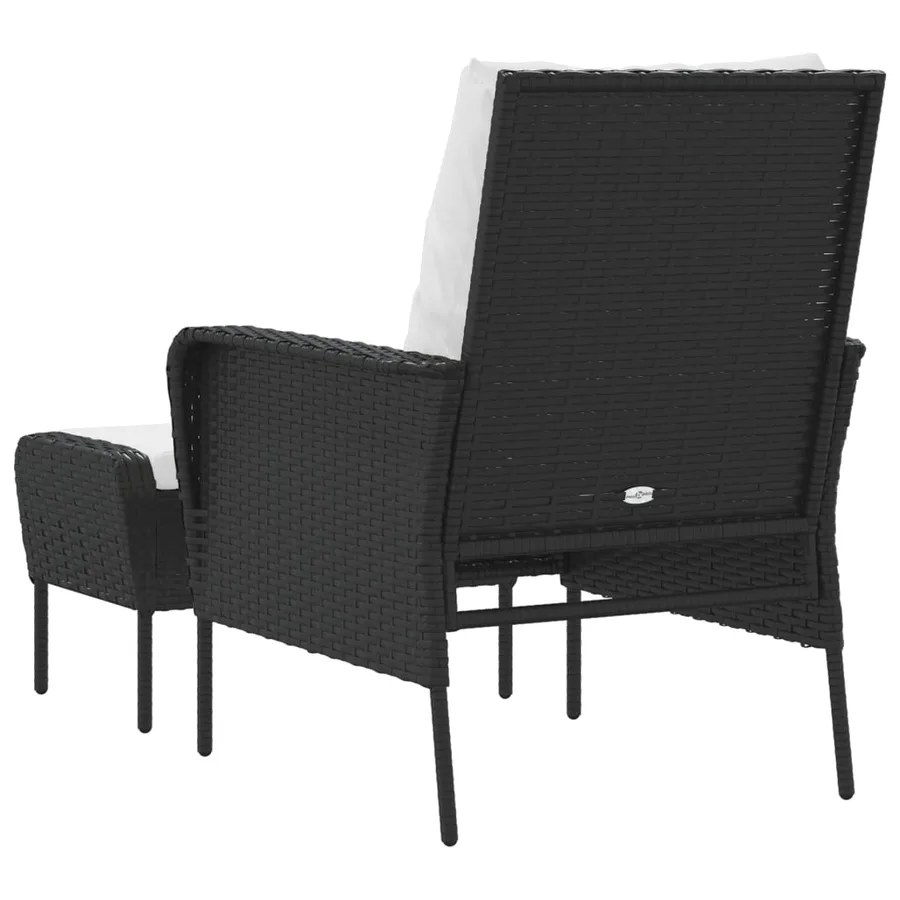 Chaise de jardin avec tabouret noir résine tressée - 5