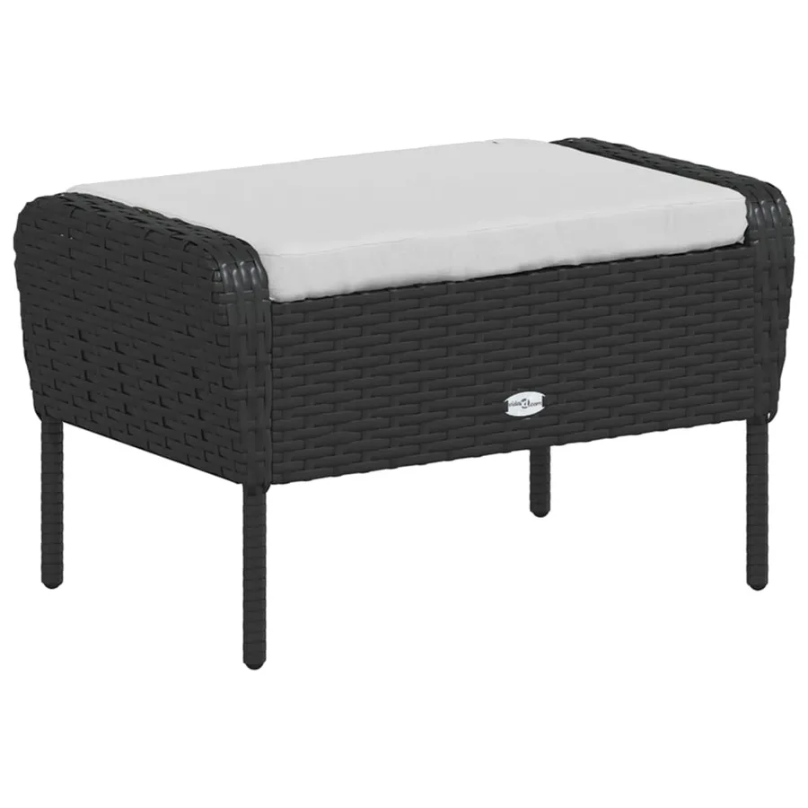 Chaise de jardin avec tabouret noir résine tressée - 7
