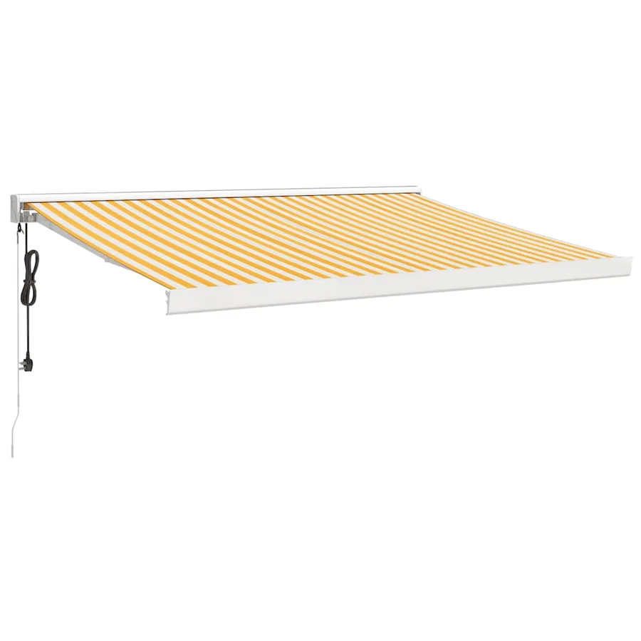Auvent rétractable jaune et blanc 3,5x2,5 m tissu et aluminium - 2