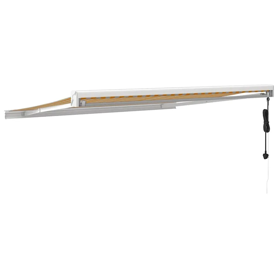 Auvent rétractable jaune et blanc 3,5x2,5 m tissu et aluminium - 4