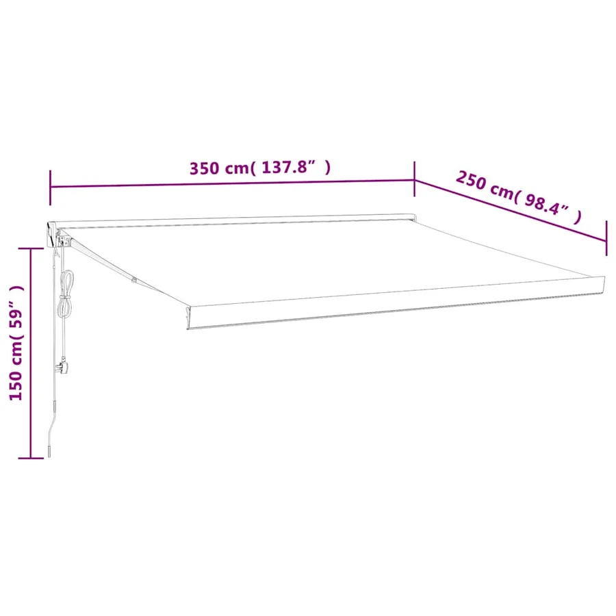 Auvent rétractable jaune et blanc 3,5x2,5 m tissu et aluminium - 8