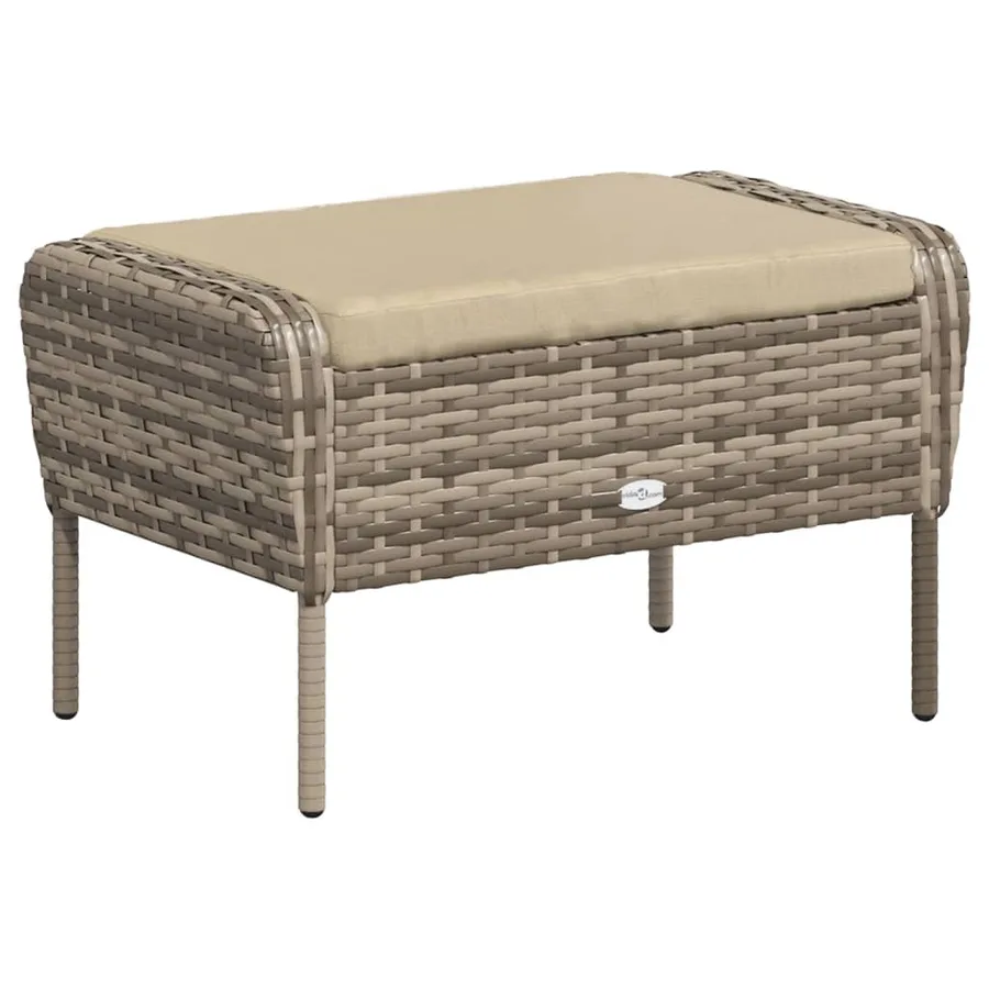Chaise de jardin avec tabouret marron clair résine tressée - 7