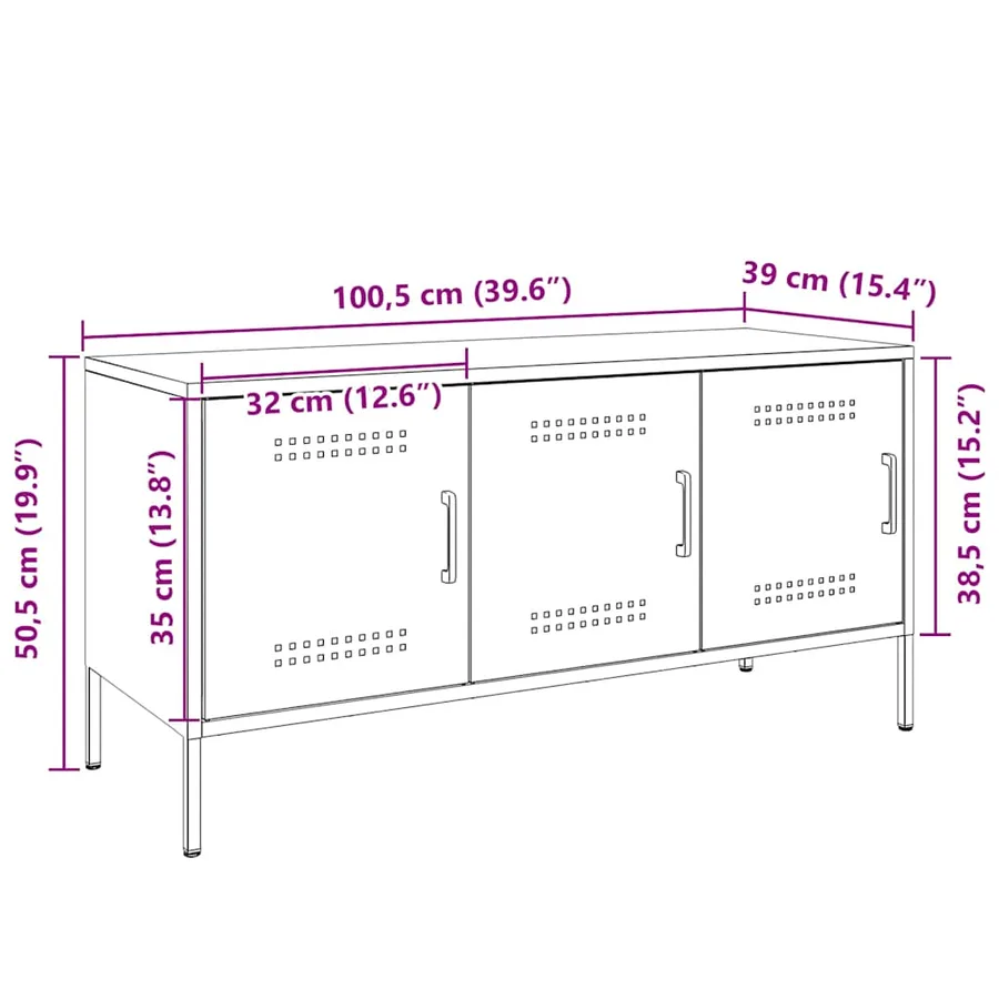 Meuble TV rose 100,5x39x50,5 cm acier - 13