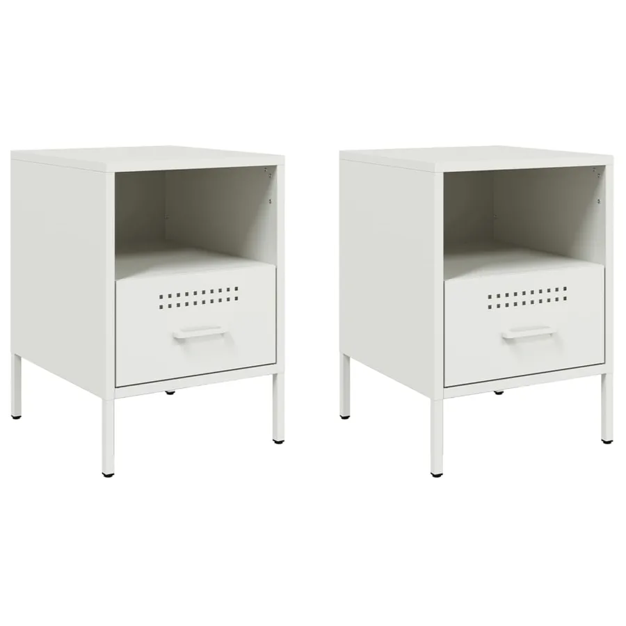 Tables de chevet 2 pcs blanc 36x39x50,5 cm acier - 2
