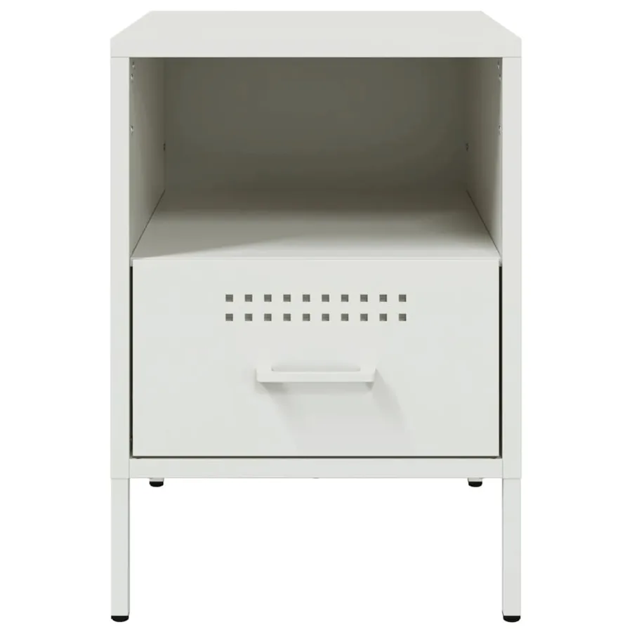 Tables de chevet 2 pcs blanc 36x39x50,5 cm acier - 6