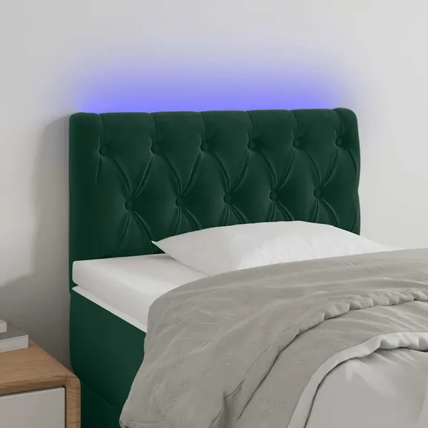 Tête de lit à LED Vert foncé 80x7x78/88 cm Velours