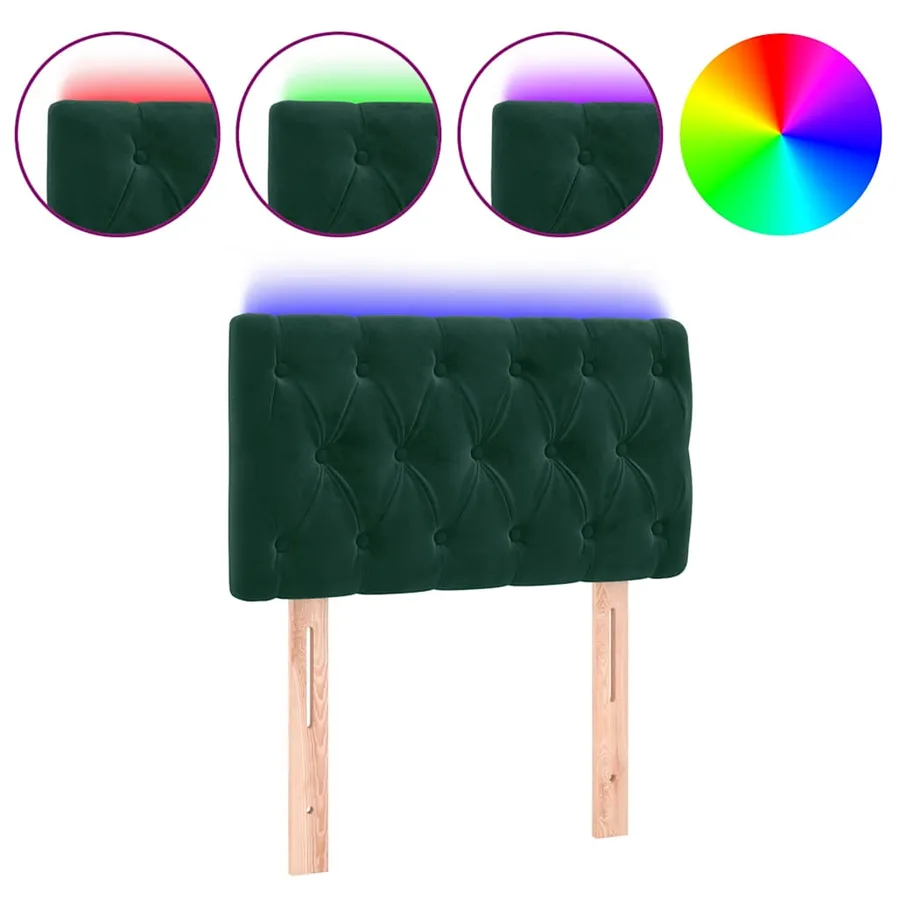 Tête de lit à LED Vert foncé 80x7x78/88 cm Velours - 2