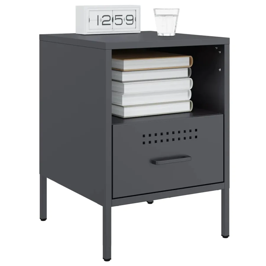 Tables de chevet 2 pcs anthracite 36x39x50,5 cm acier - 3