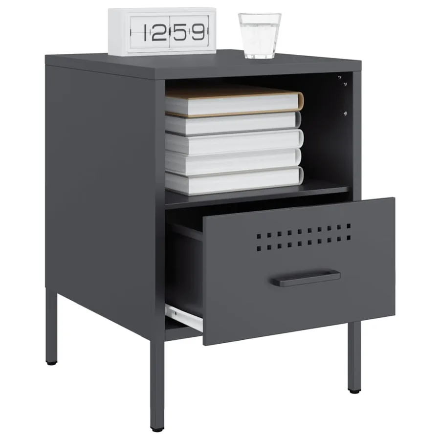 Tables de chevet 2 pcs anthracite 36x39x50,5 cm acier - 4