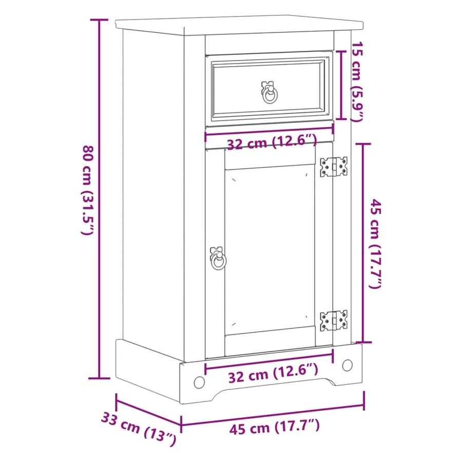 Armoire de salle de bain Corona 45x33x80 cm bois de pin massif - 10