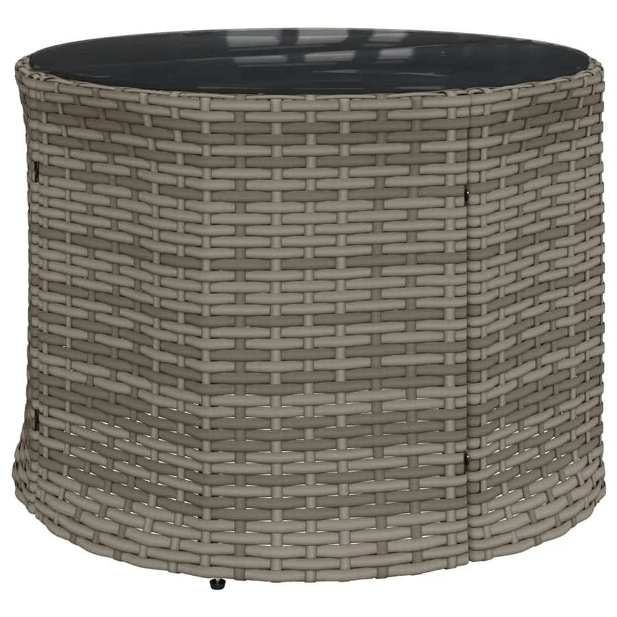 Canapé de jardin avec table coussins rond gris résine tressée - 7