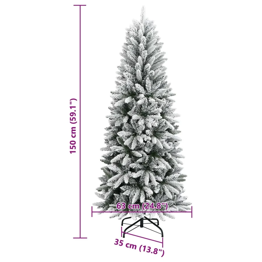 Sapin de Noël artificiel avec neige floquée 150 cm PVC et PE - 8