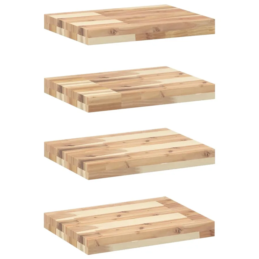 Étagères flottantes 4 pcs 60x30x4 cm acacia massif non traité - 2