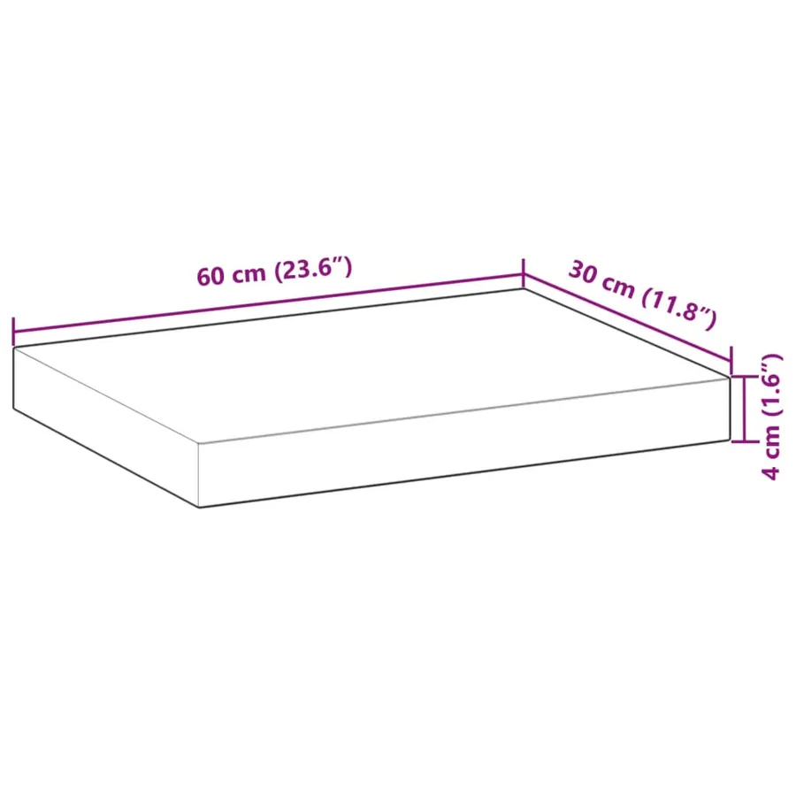 Étagères flottantes 4 pcs 60x30x4 cm acacia massif non traité - 9