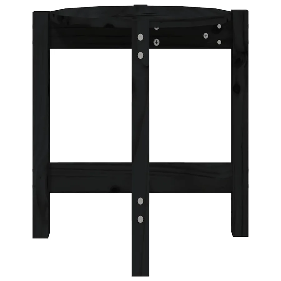 Table basse Noir Ø 42,5x45 cm Bois massif de pin - 6