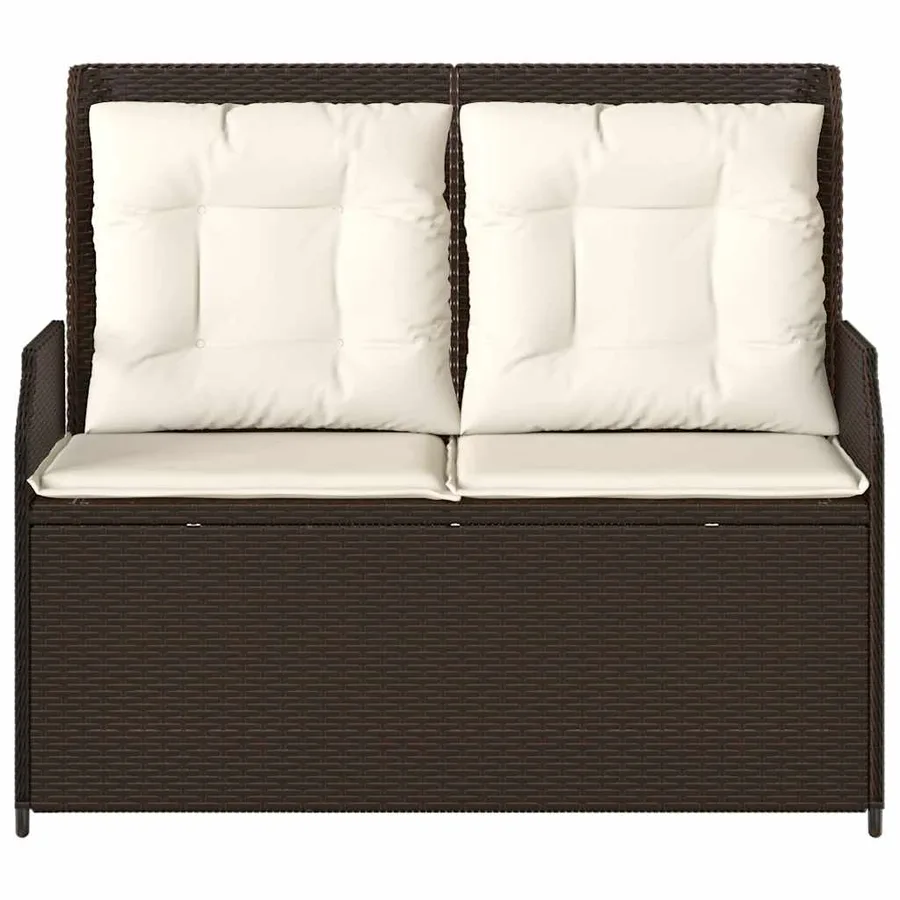 Banc inclinable de jardin avec coussins marron résine tressée - 4