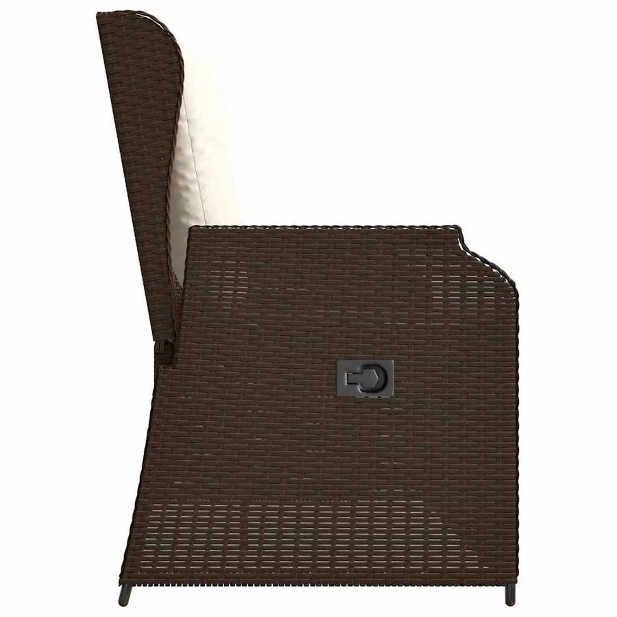 Banc inclinable de jardin avec coussins marron résine tressée - 5