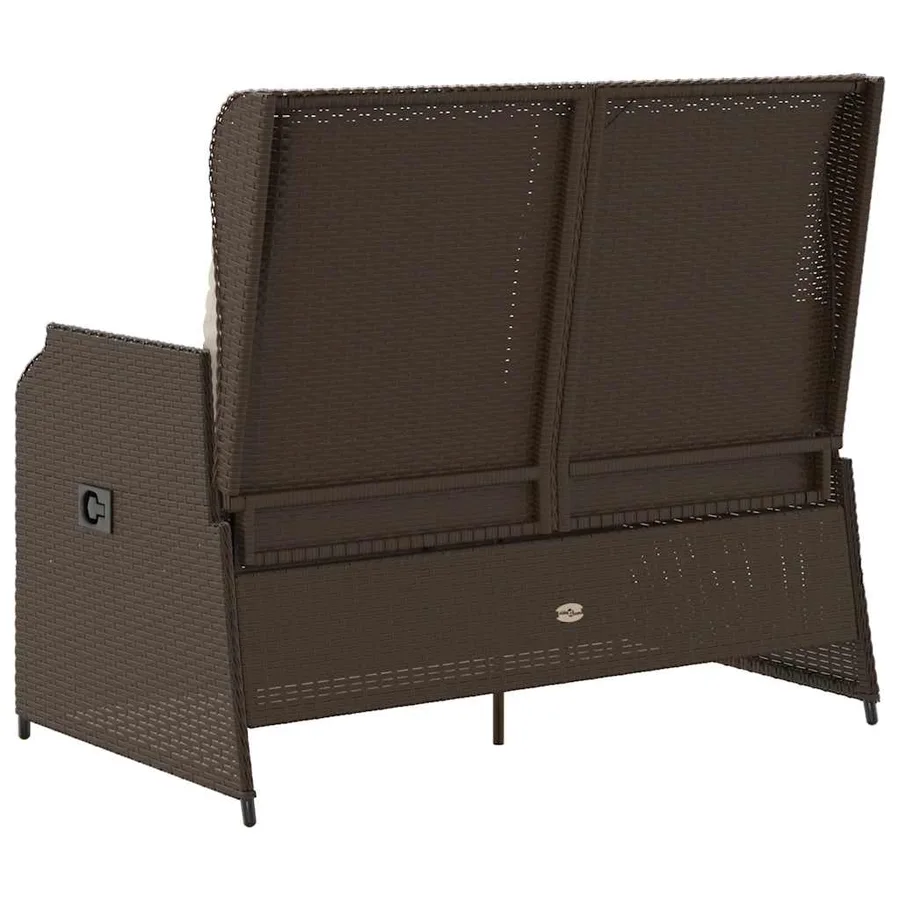 Banc inclinable de jardin avec coussins marron résine tressée - 6