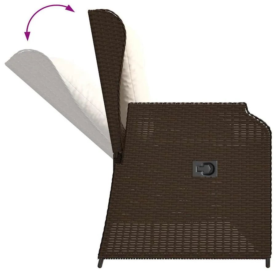 Banc inclinable de jardin avec coussins marron résine tressée - 7