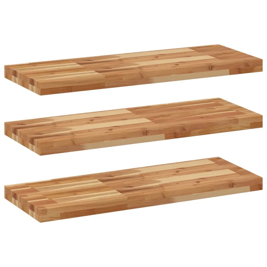 Étagères flottantes 3 pcs 80x30x4 cm acacia massif à l'huile - 2