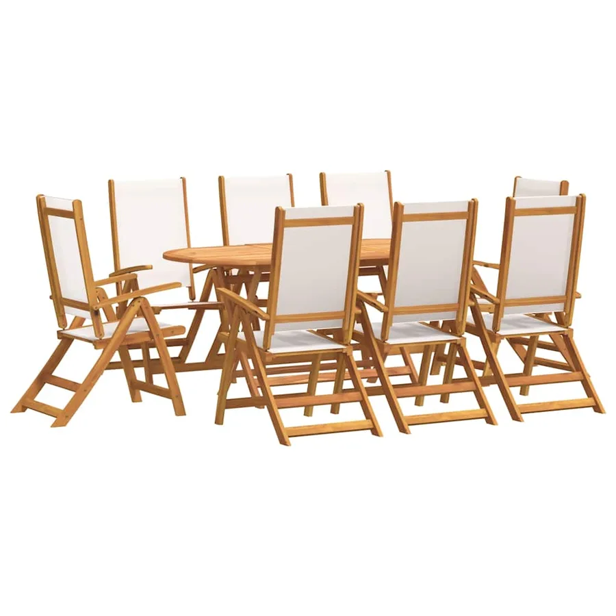 Ensemble à manger de jardin 9pcs bois d'acacia solide textilène - 2