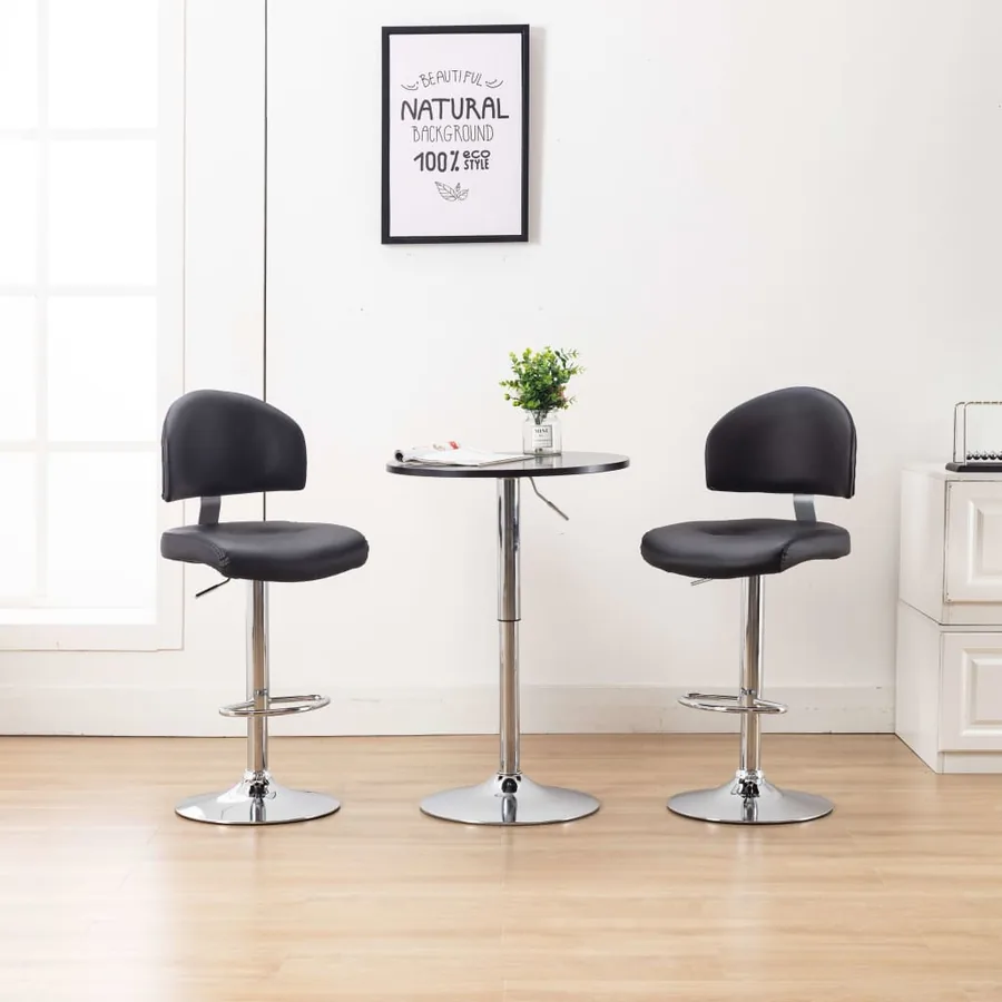 Tabourets de bar lot de 2 noir similicuir