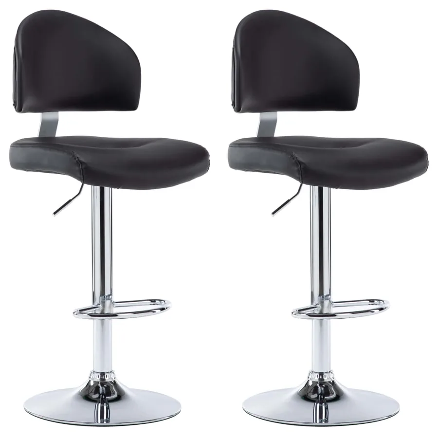 Tabourets de bar lot de 2 noir similicuir - 2