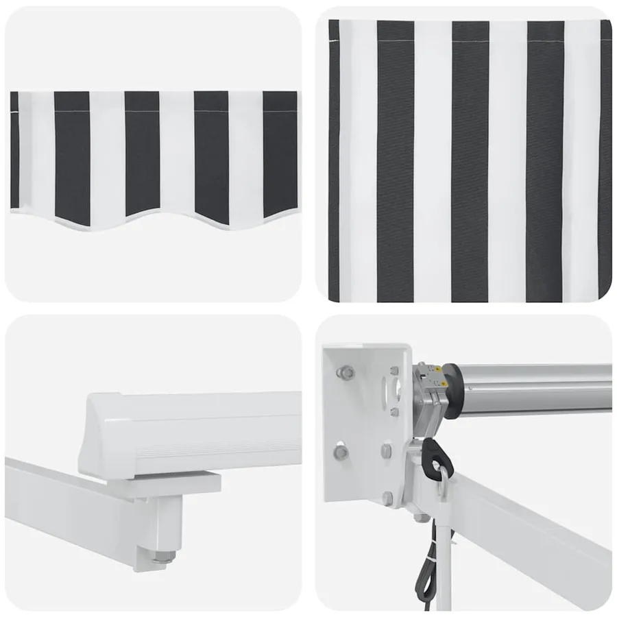 Auvent rétractable anthracite et blanc 4,5x3 m tissu/aluminium - 9