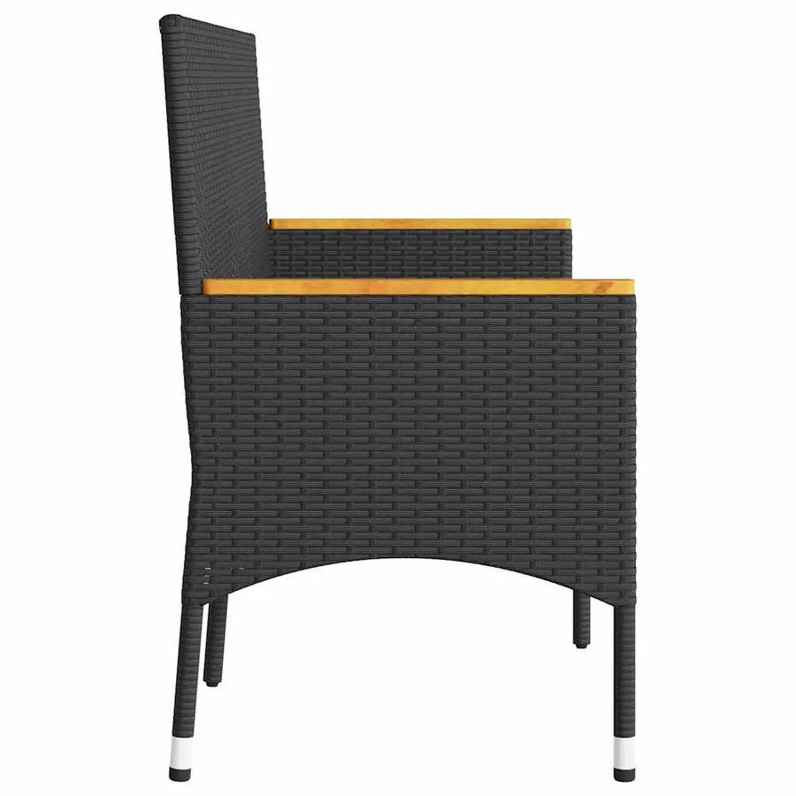 Banc de jardin à 3 places avec coussins noir résine tressée - 5