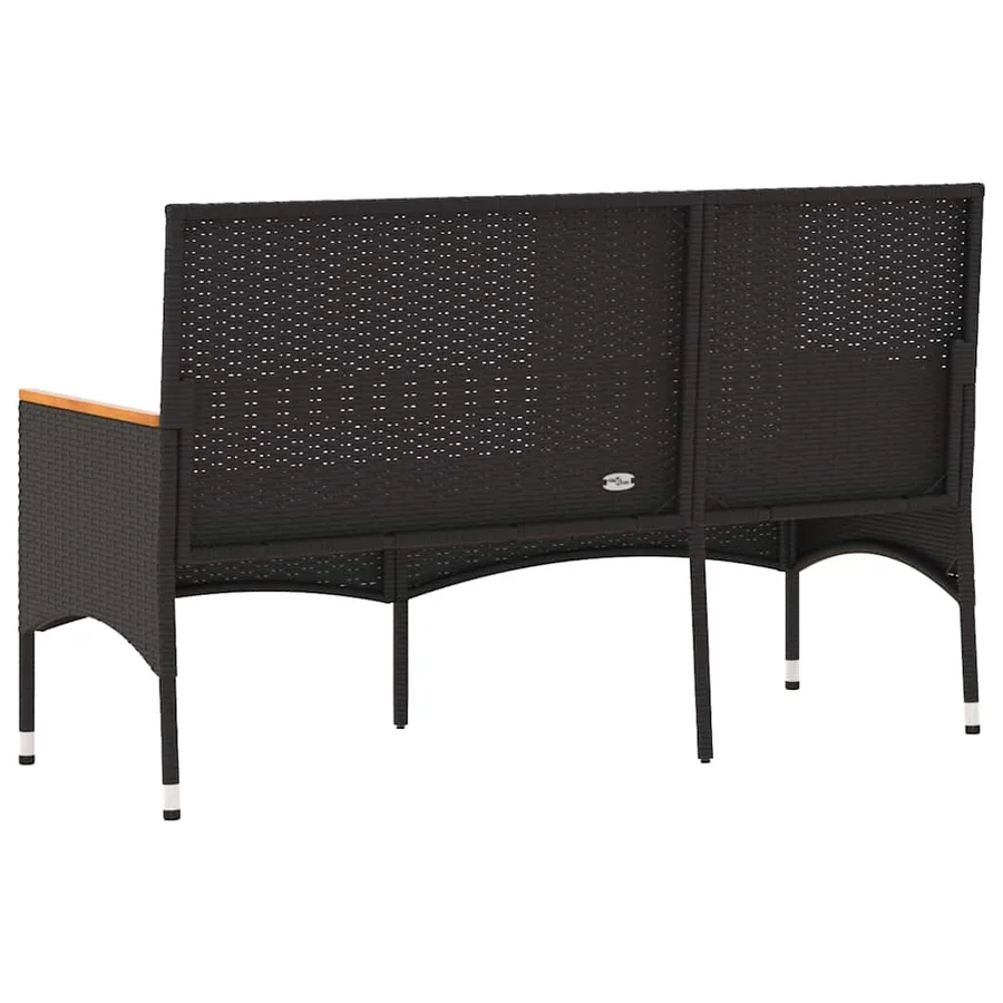 Banc de jardin à 3 places avec coussins noir résine tressée - 6