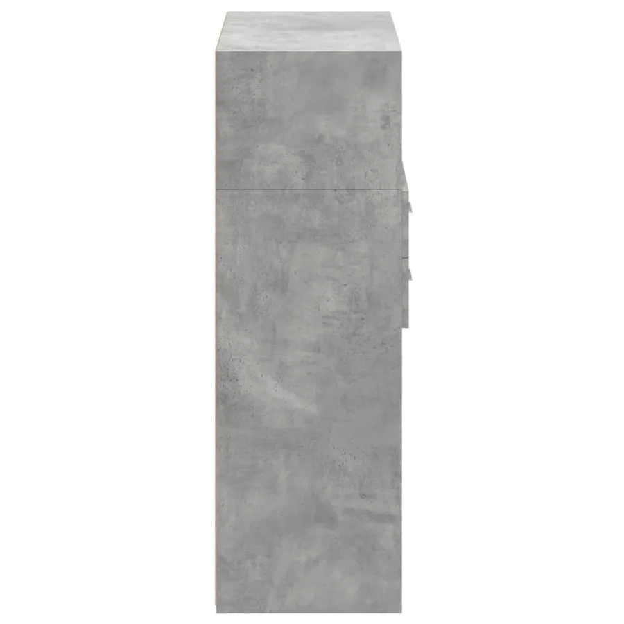 Buffet haut gris béton 80x42,5x124 cm bois d'ingénierie - 5