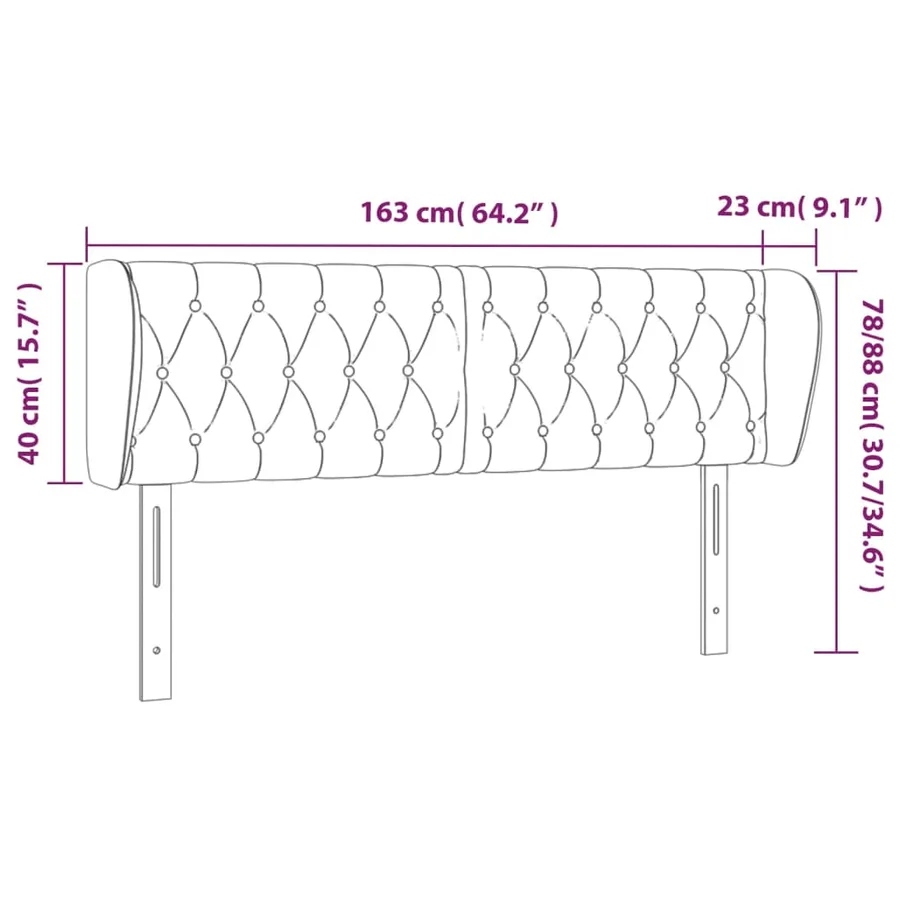 Tête de lit avec oreilles Gris clair 163x23x78/88 cm Tissu - 9