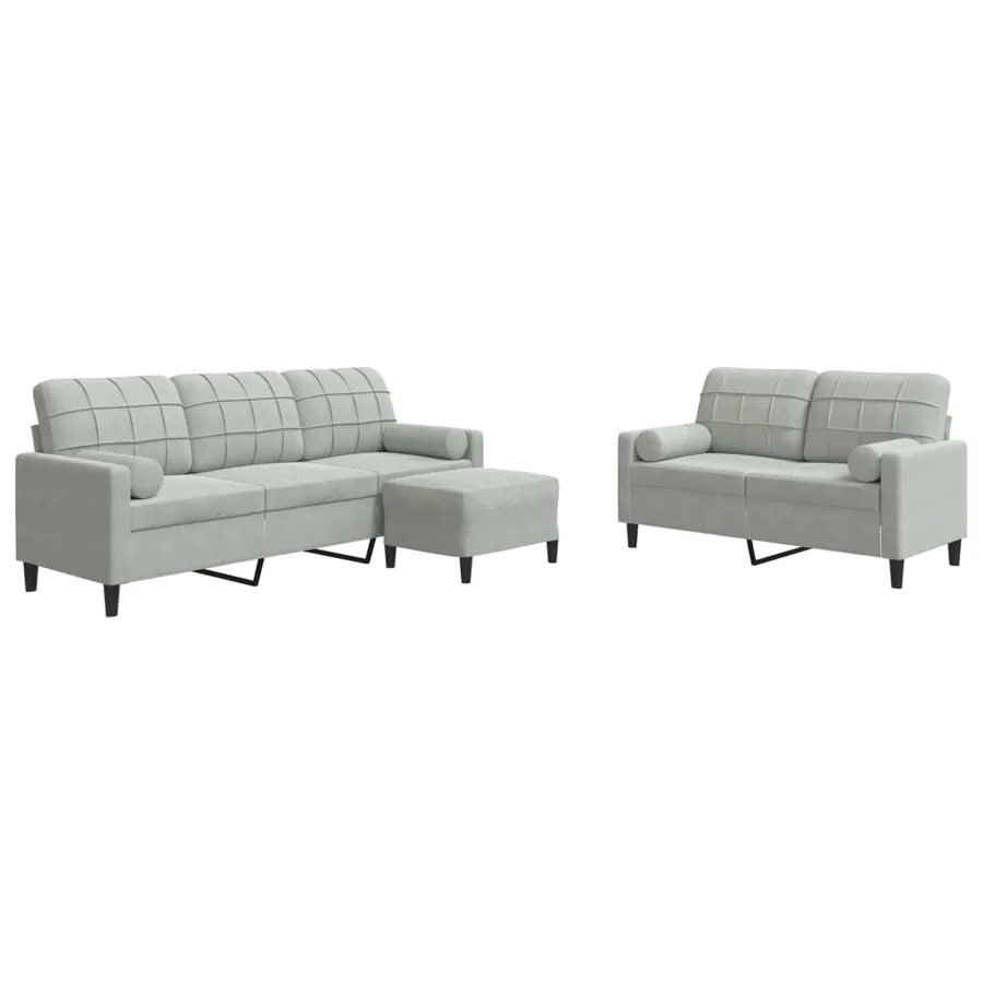 Ensemble de canapés 3 pcs et coussins et traversins velours - 2