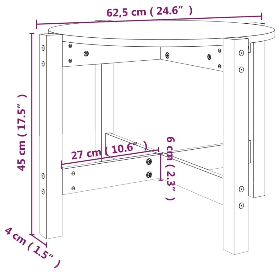 Table basse Ø 62,5x45 cm Bois massif de pin - 8