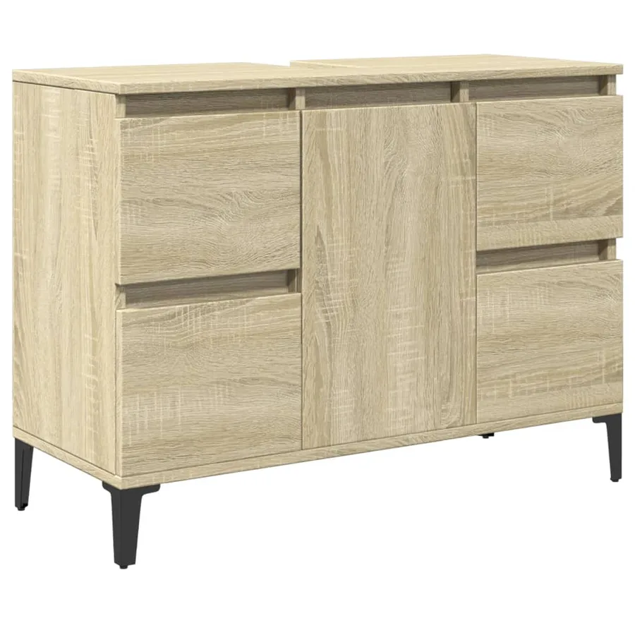 Meuble d'évier chêne sonoma 80x33x60 cm bois d'ingénierie - 2