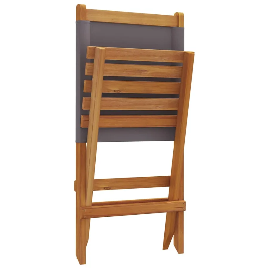 Chaises de jardin lot de 2 anthracite bois acacia massif tissu - 8