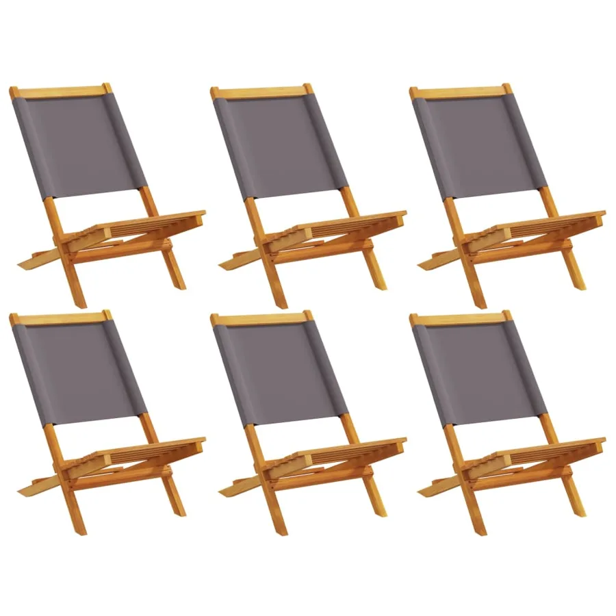 Chaises de jardin pliantes lot de 6 tissu et bois massif - 2
