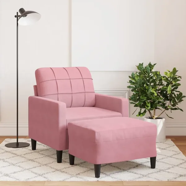 Fauteuil avec repose-pied Rose 60 cm Velours