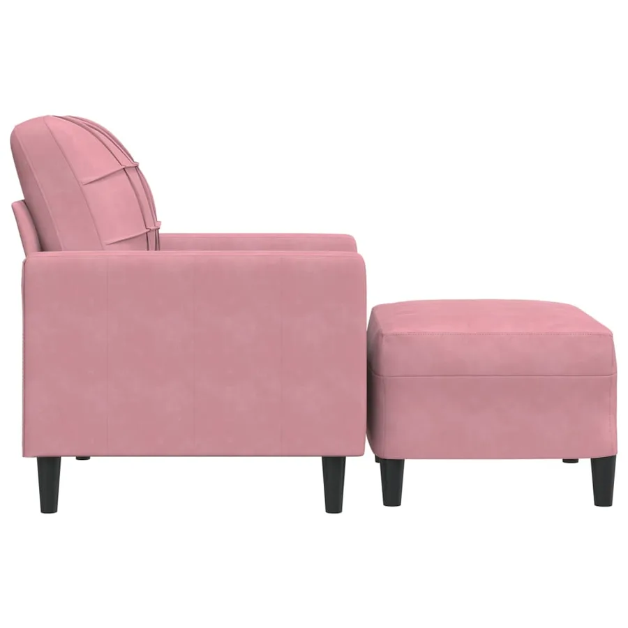 Fauteuil avec repose-pied Rose 60 cm Velours - 4