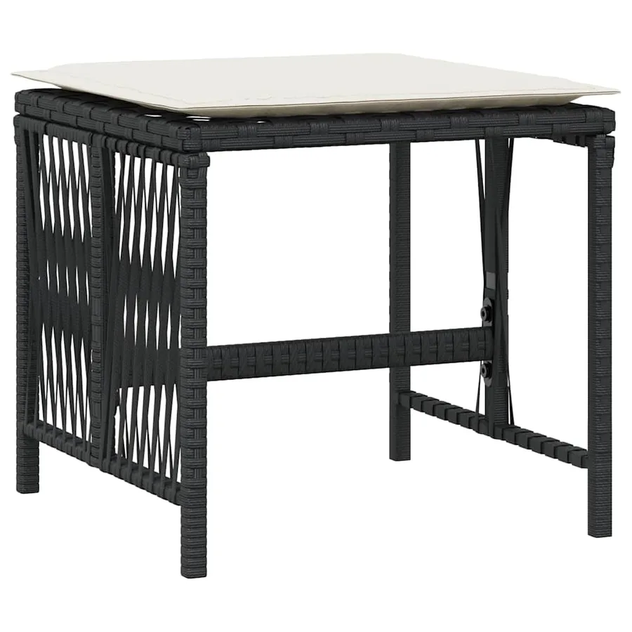 Tabourets de jardin et coussins lot de 4 noir 41x41x36 cm rotin - 4