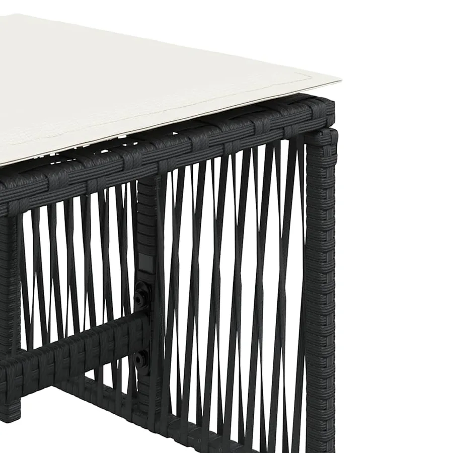 Tabourets de jardin et coussins lot de 4 noir 41x41x36 cm rotin - 9